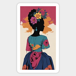 Frida's Vibrant Silhouette: Colorful Illustration Magnet